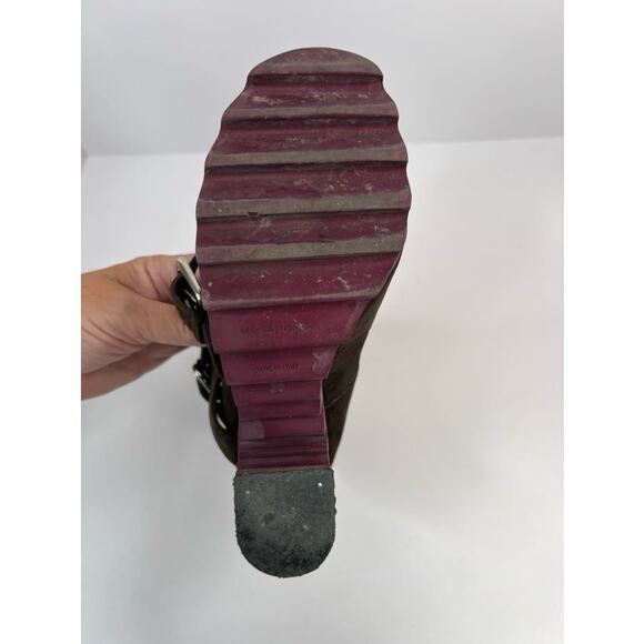 JIL SANDER Size 5.5 Brown Suede Double Buckle Ankle Boots Serrated Sole - Picture 7 of 12